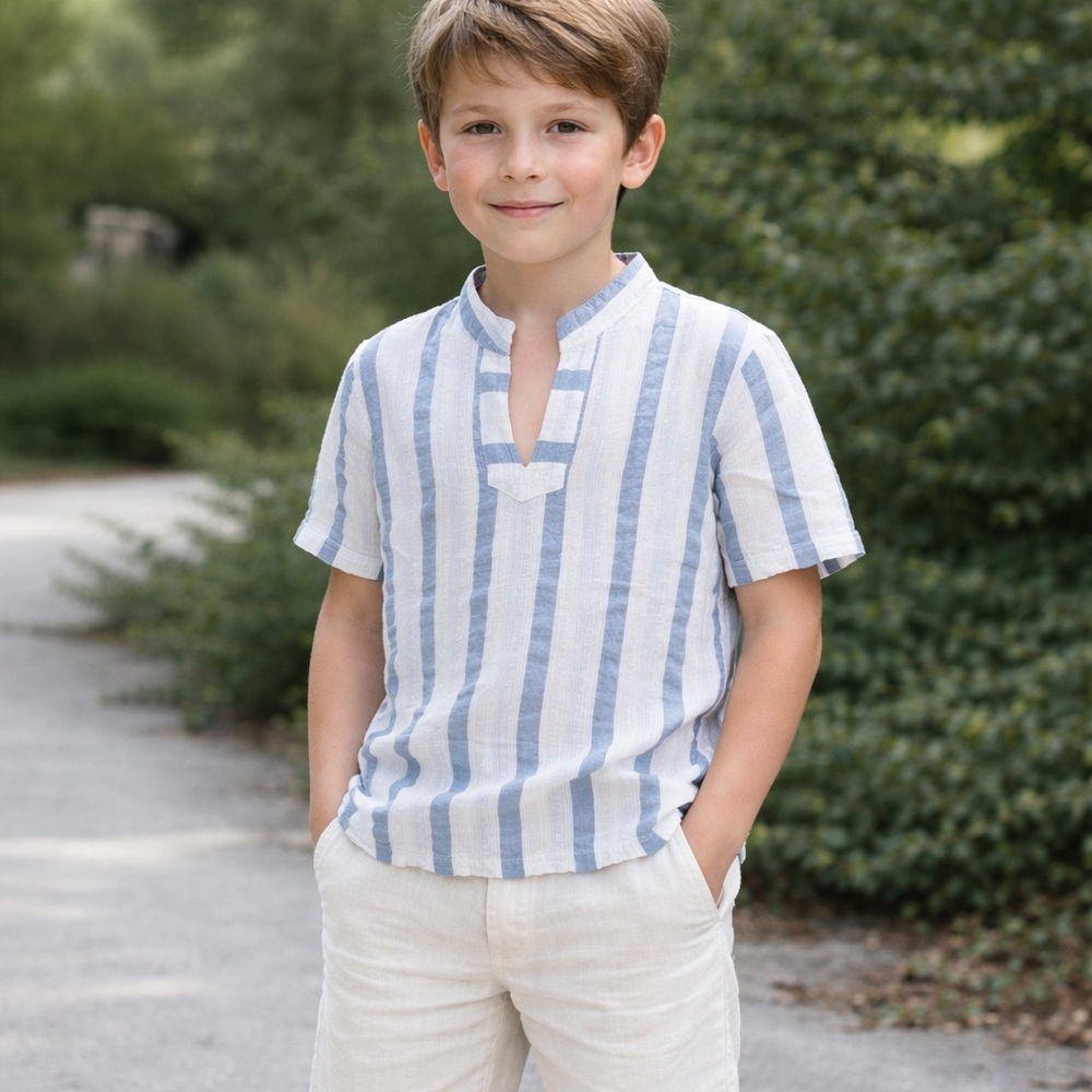 Kamba From Greece Boys Striped Short Sleeve Shirt